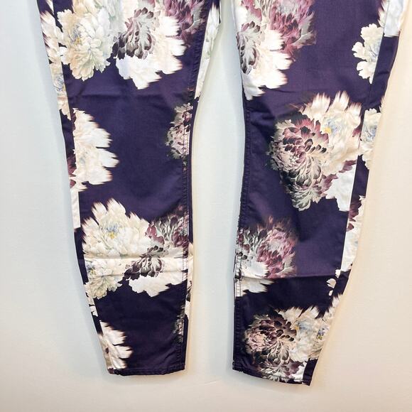 JEN7 by 7 for All Mankind Purple White Floral Sateen Skinny Pants Size 14 NWOT - Picture 8 of 13